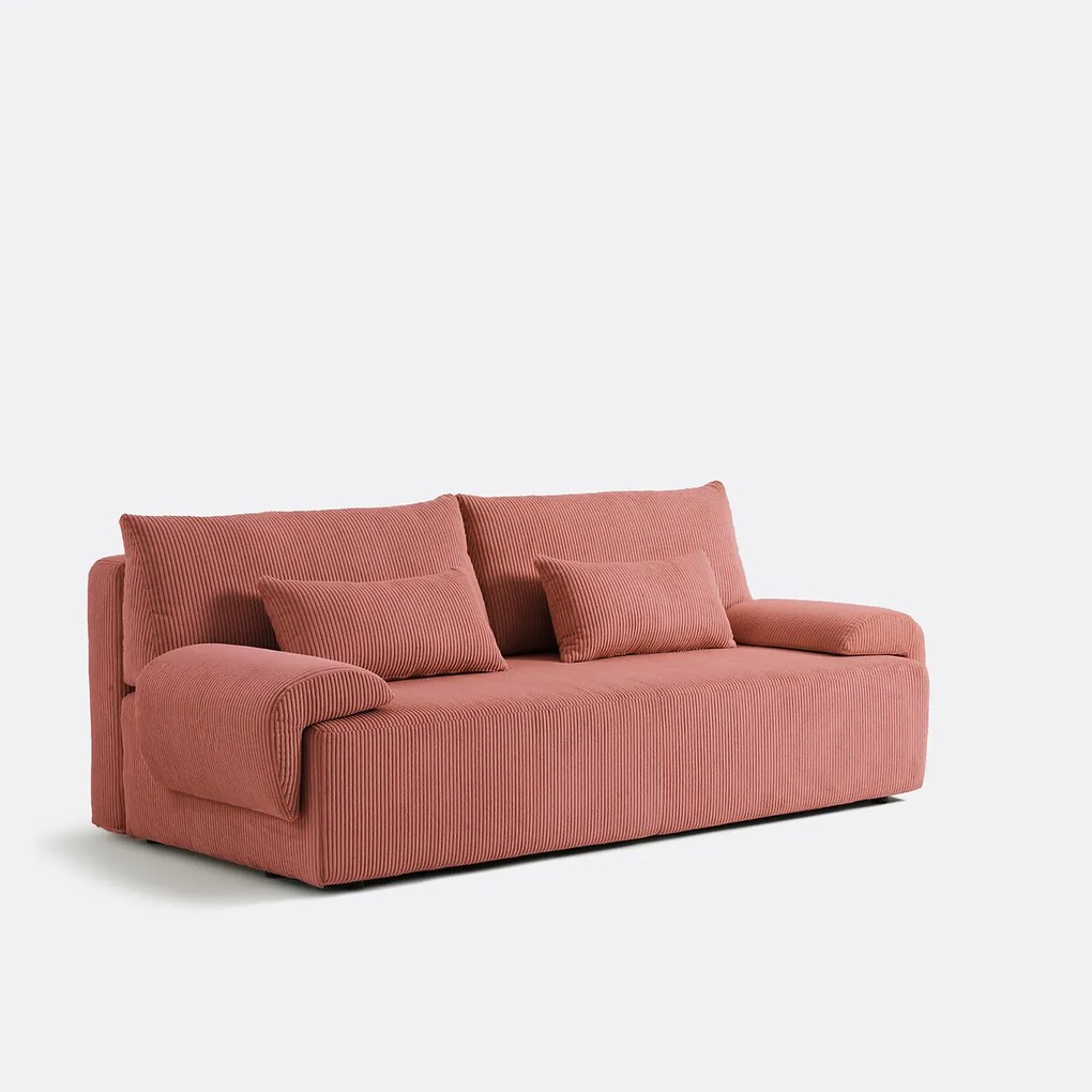 3-zits omvormbare bank met koffer, van ribfluweel, MAONA
