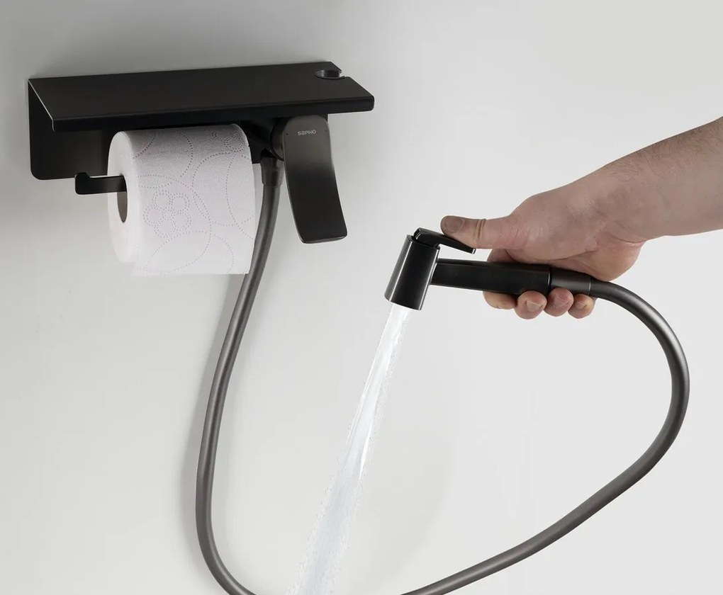 Sapho bidet handdoucheset met toiletrolhouder gunmetal