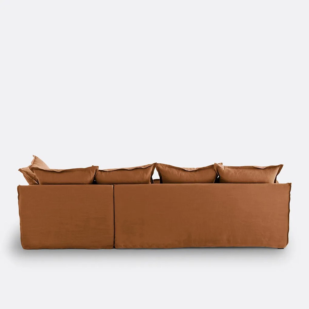 4-zits hoekbank met afneembare hoezen, omvormbaar, in gekreukt linnen, Odna