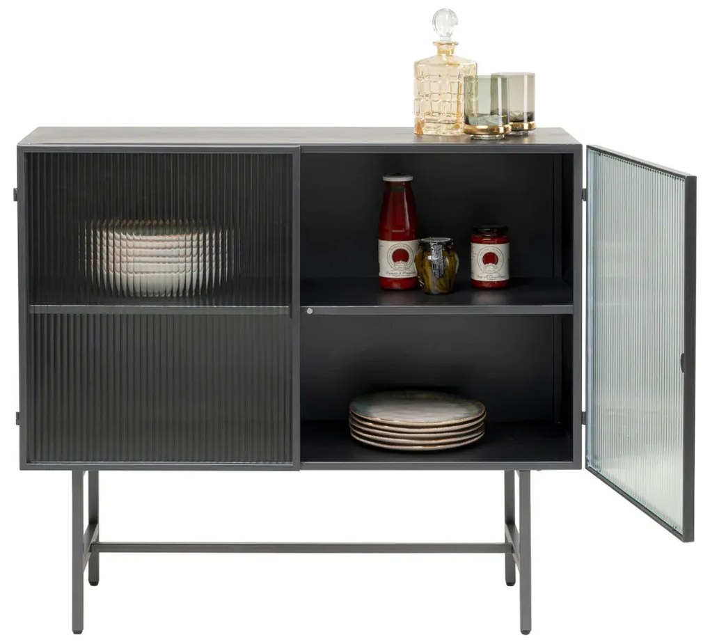 Kare Design San Diego Kastje Met Ribbelglas - 100x35x90cm.