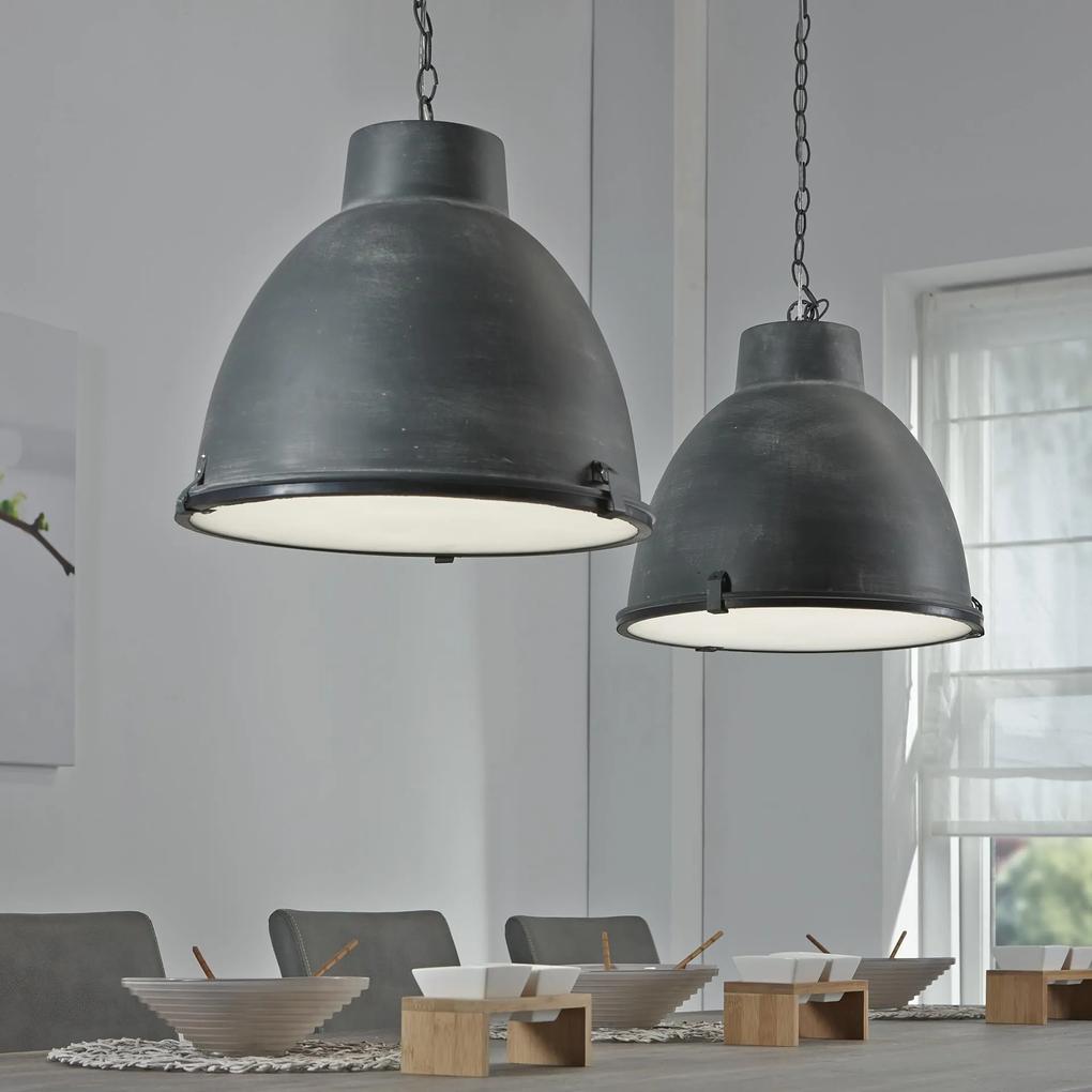 Industriële Hanglamp 'Brigida' met dubbele kap, kleur grijs