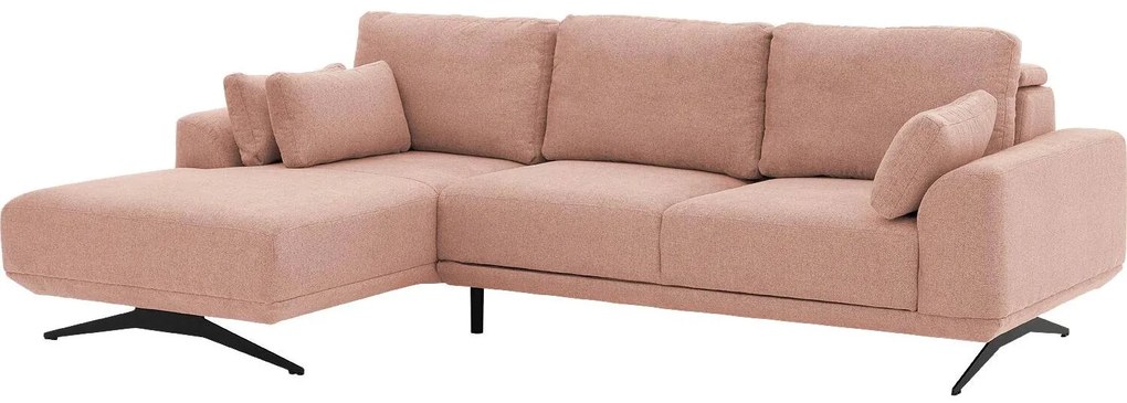 Goossens Excellent Bank Princess Met Elektrisch Uitschuifbaar Zitvlak roze, stof, 2,5-zits, elegant chic met chaise longue links