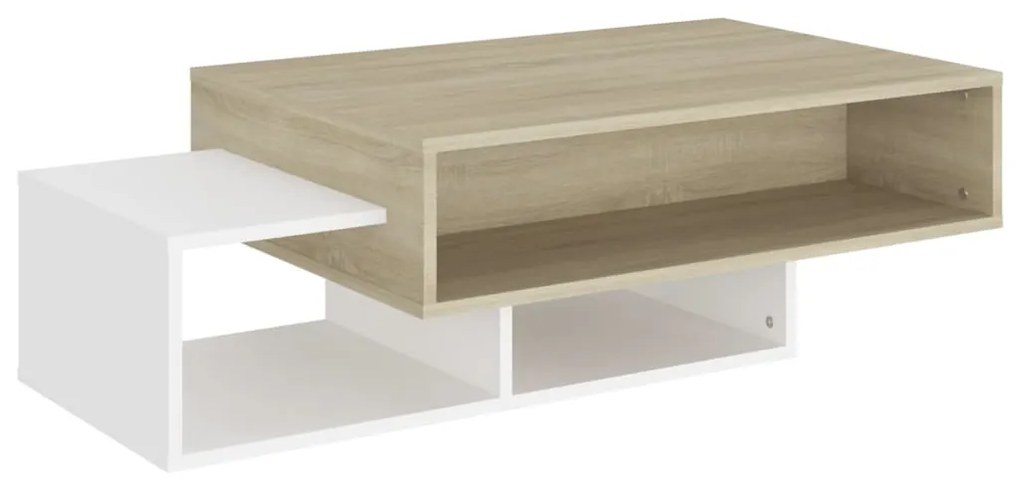 vidaXL Salontafel 105x55x32 cm spaanplaat wit en sonoma eikenkleurig