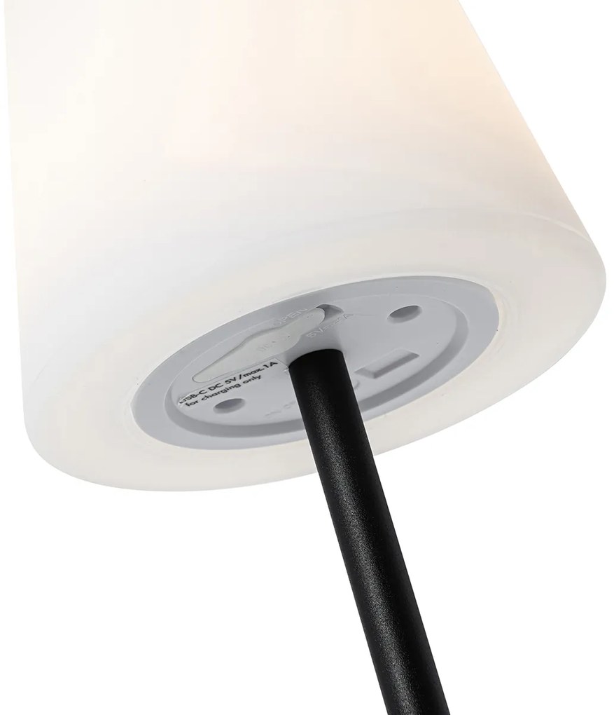 Buitenlamp Tafellamp zwart oplaadbaar incl. LED en dimmer IP54 - Jude Modern IP54 Buitenverlichting rond Lamp