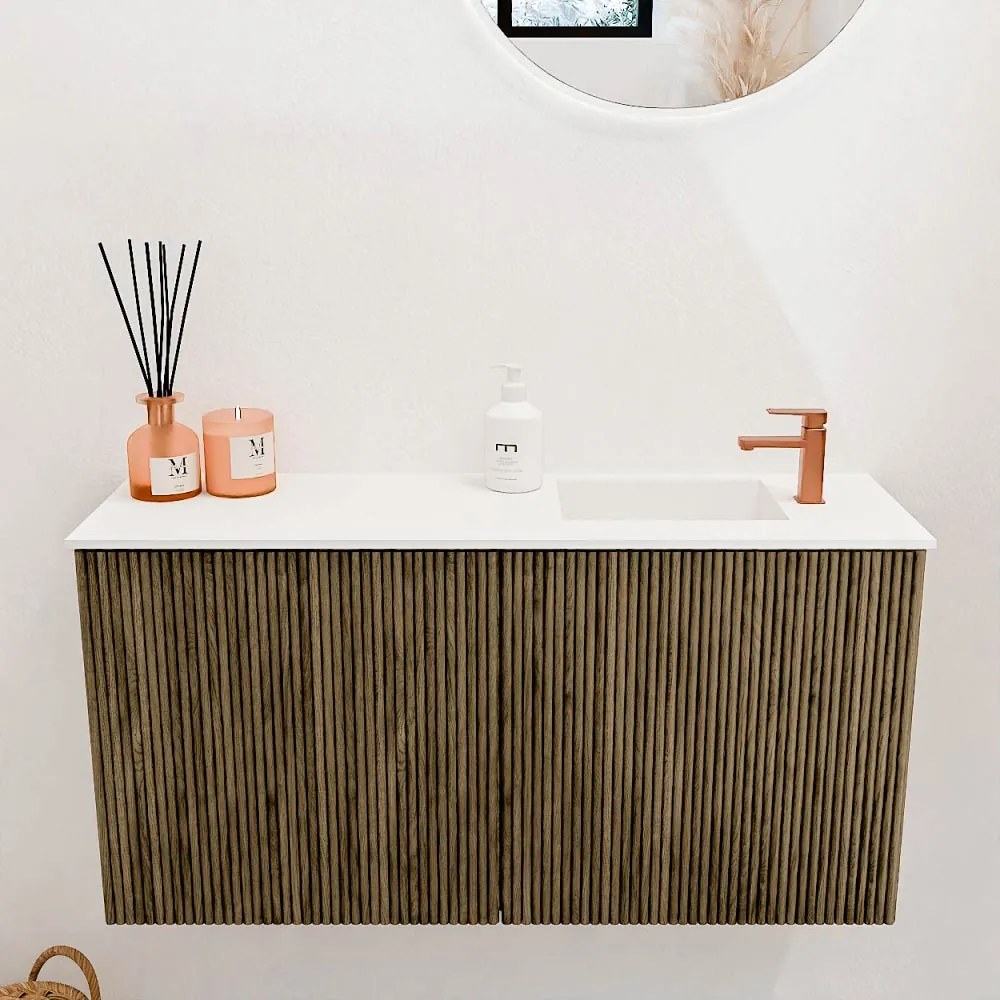 Mondiaz Joya 80cm toiletmeubel dusk met wastafel faye rechts 1 kraangat talc