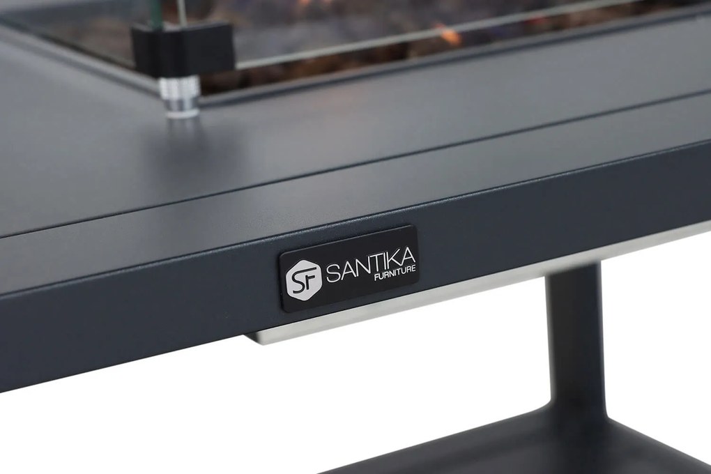 Santika Furniture Santika Amida Lounge Vuurtafel X Aluminium/teak Grijs