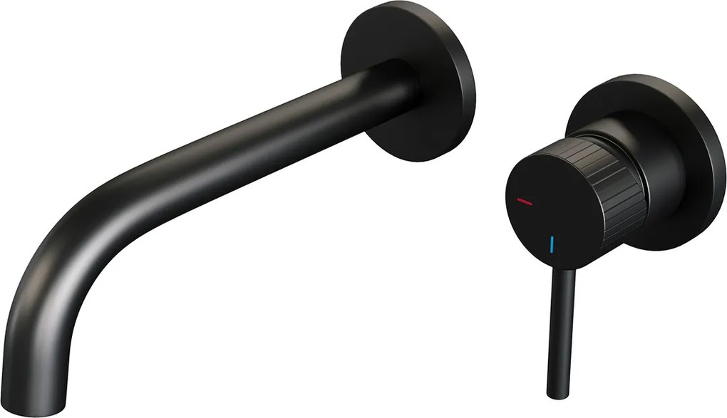 Brauer Stripe inbouw wastafelkraan ColdStart met gebogen uitloop en rozetten model A1 zwart mat