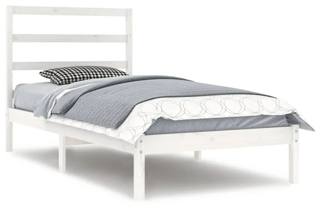 vidaXL Bedframe massief grenenhout wit 100x200 cm