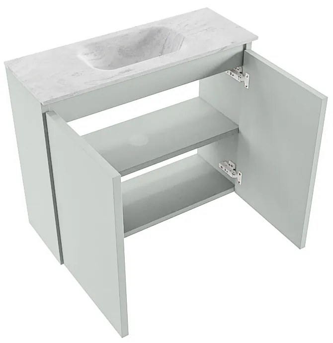 Mondiaz Ture DLux toiletmeubel 60cm greey met wastafel opalo midden met kraangat