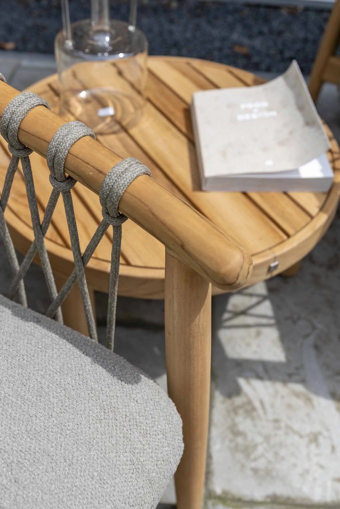 4 Seasons Outdoor Nora bistroset naturel teak met Finn tafel Ø 60 cm  Loungeset    beige weerbestendig