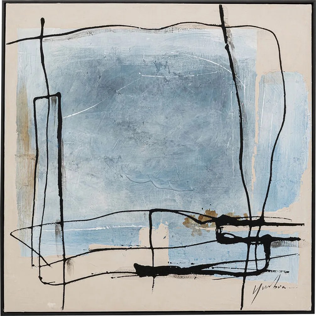 Abstract Schilderij Beige Blauw