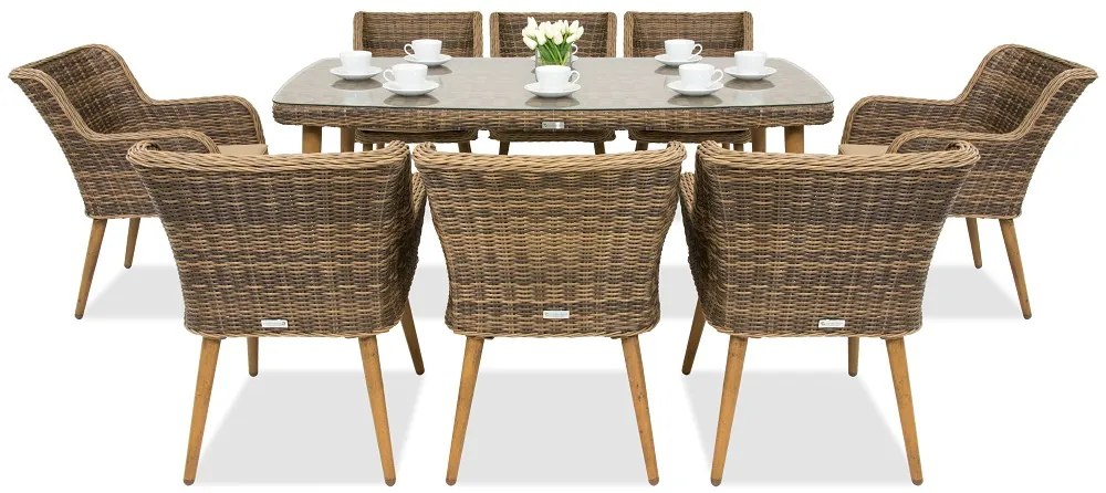 Tuinmeubelen van kunststof rotan Córdoba voor 8 personen Garden Point bruin