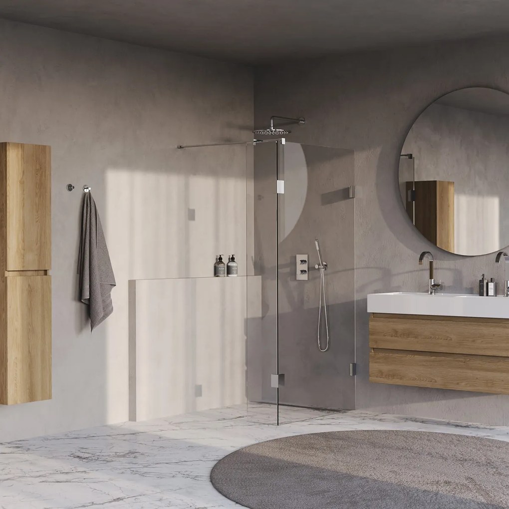 Brauer Void profielloze inloopdouche 100cm met 30cm zijwand chroom