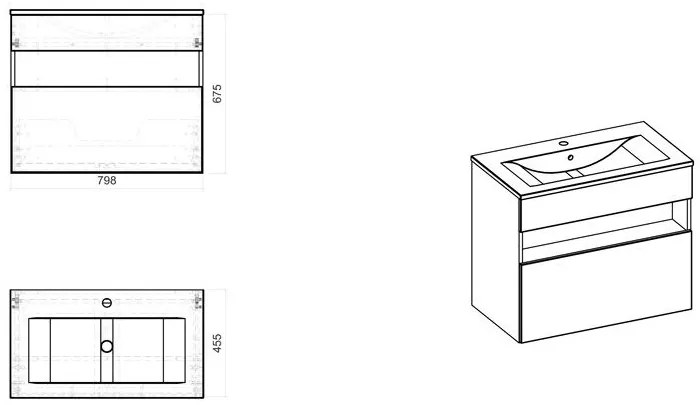 Comad Bahama White badkamermeubel 80cm met witte wastafel en kraangat wit