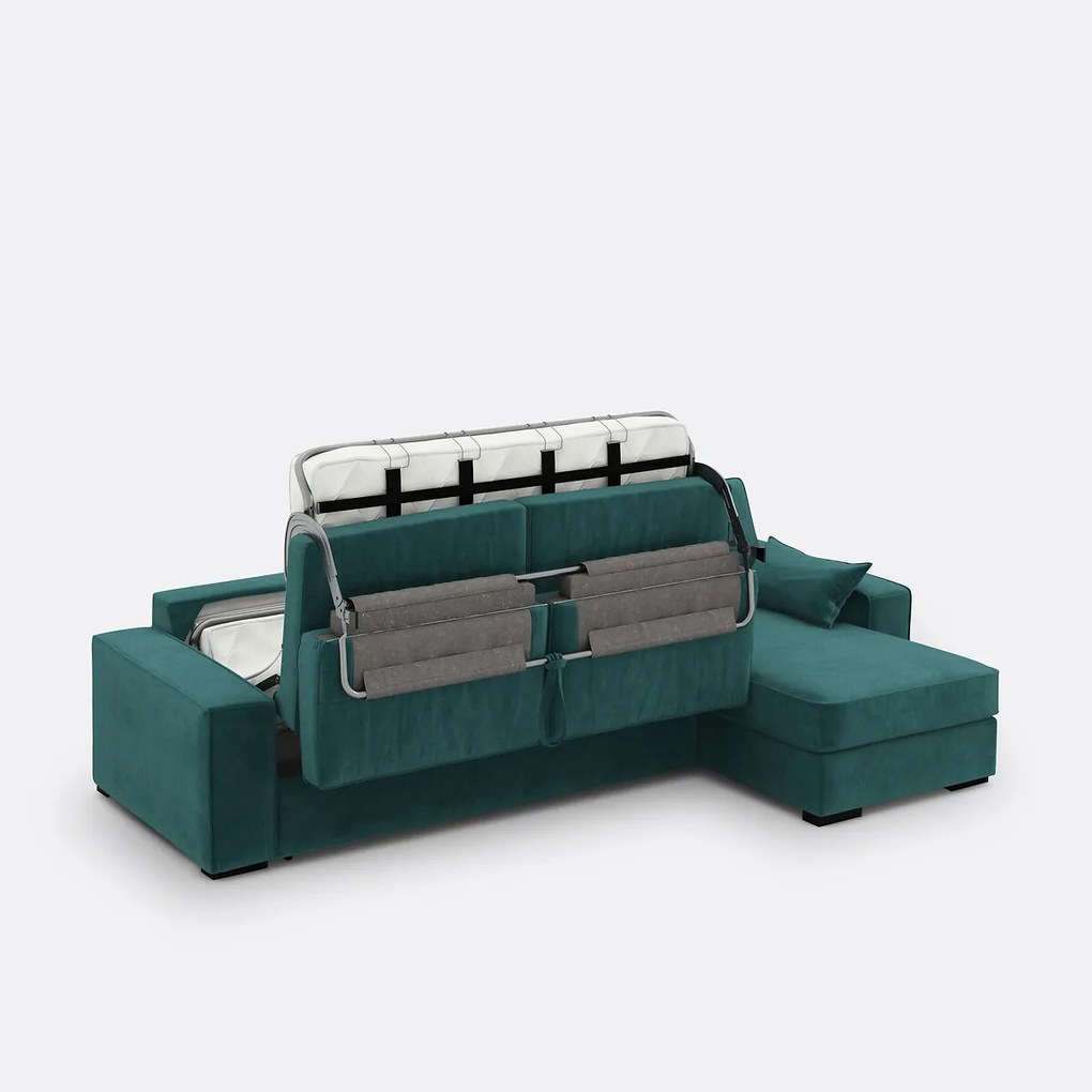 Hoekslaapbank van fluweel Comfort BULTEX®, Cécilia
