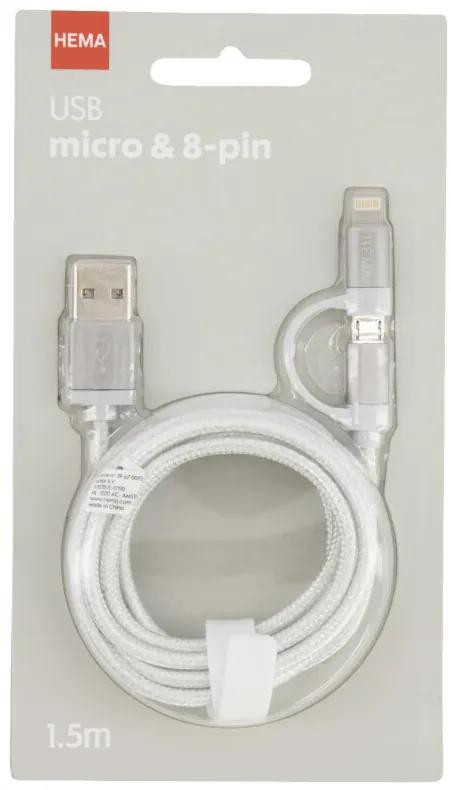 USB Laadkabel Micro & 8-pin