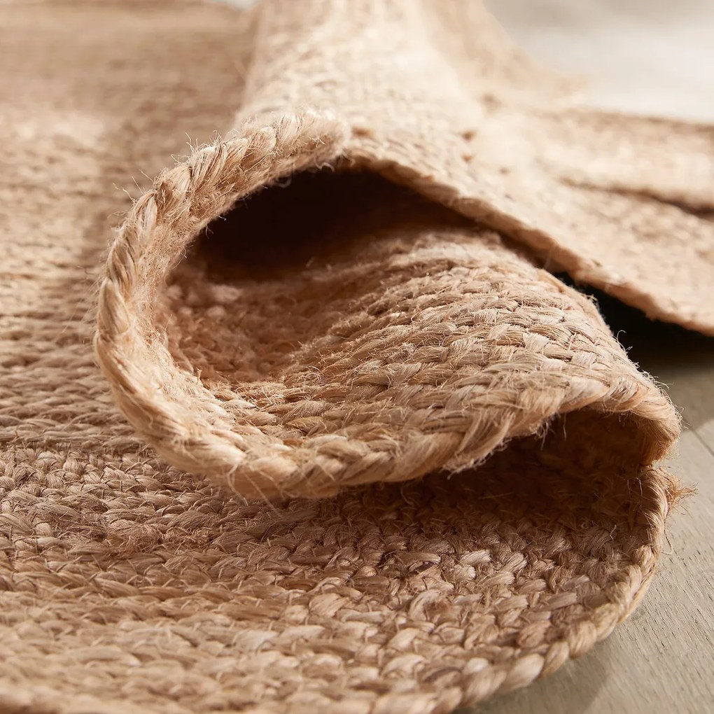 Rond vloerkleedØ120cm in jute, handgevlochten, Hempy
