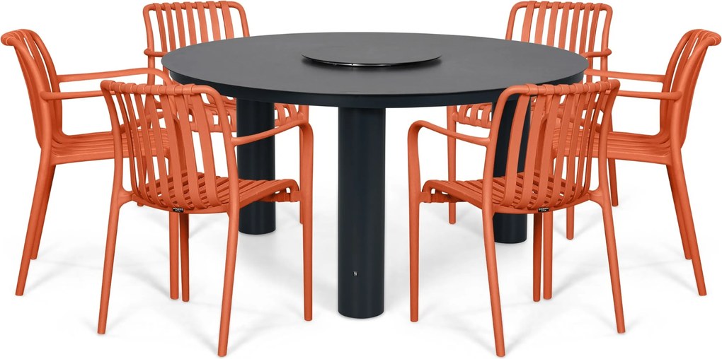 Tuinset 6 personen 150 cm Kunststof Oranje Domani Furniture Alba/Arancia