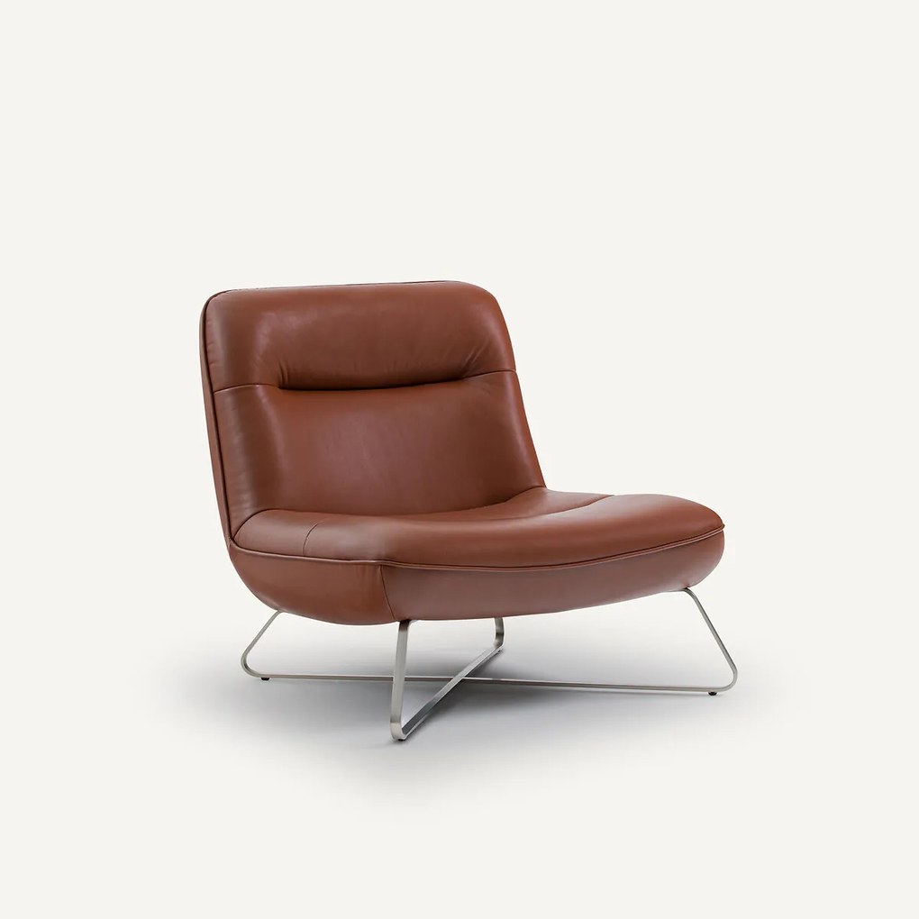 Fauteuil in leer en nikkel, Helma