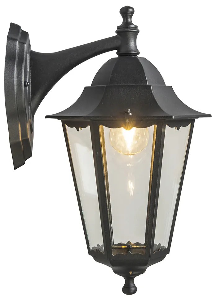 Klassieke buiten wandlantaarn zwart IP44 - New Orleans Down Klassiek / Antiek, Landelijk / Rustiek E27 IP44 Buitenverlichting rond