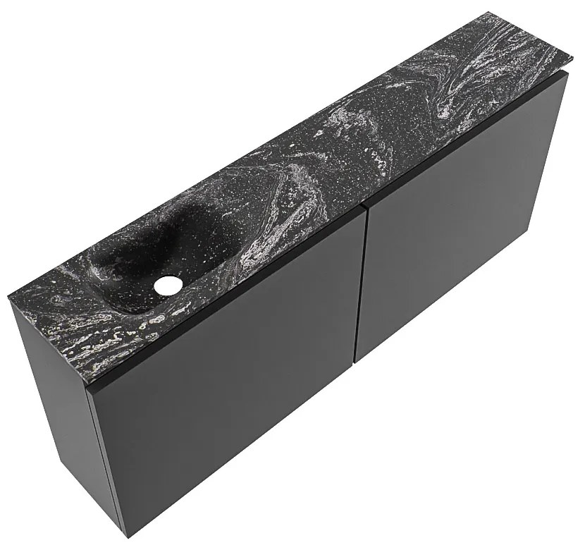 Mondiaz Ture DLux toiletmeubel 120cm dark grey met wastafel lava links zonder kraangat