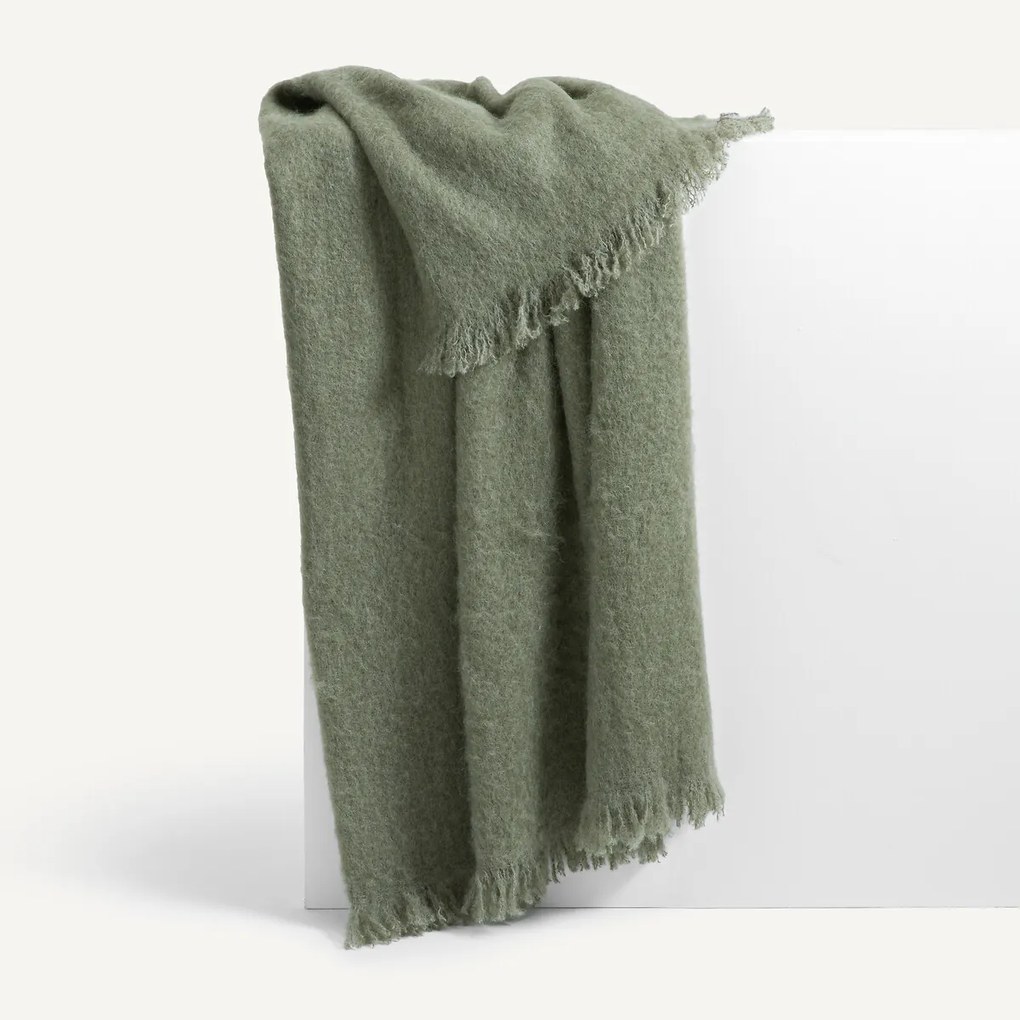 Effen plaid, wol en polyamide, Mantas