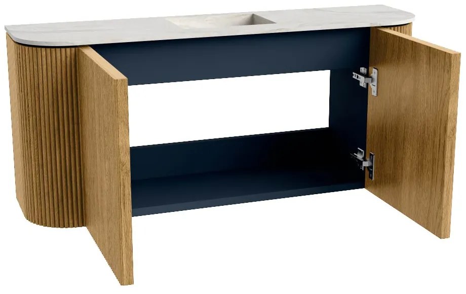 Mondiaz Joya DLux 95cm toiletmeubel ronding links/rechts oak met wastafel faye midden 1 kraangat ostra