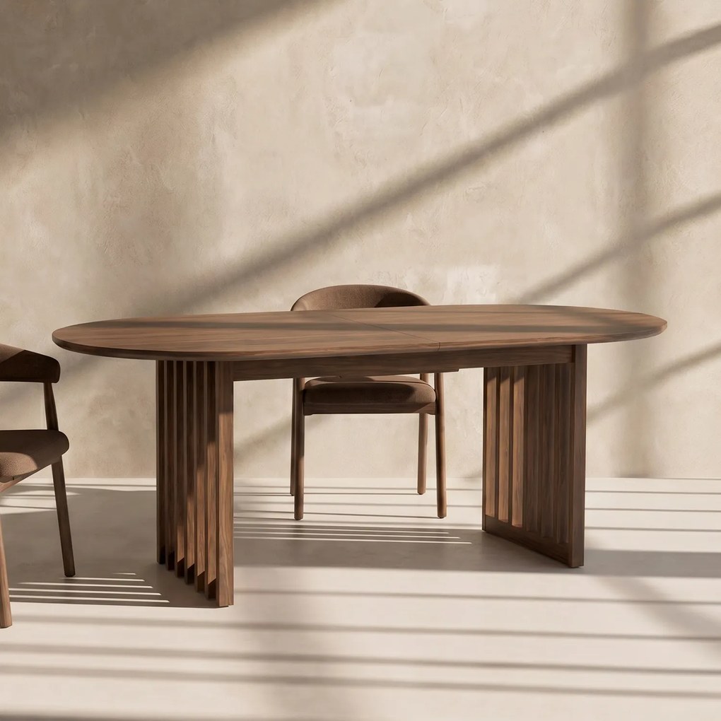 Dutchbone Barlet Walnut Uitschuifbare Eettafel Ovaal Walnoot
