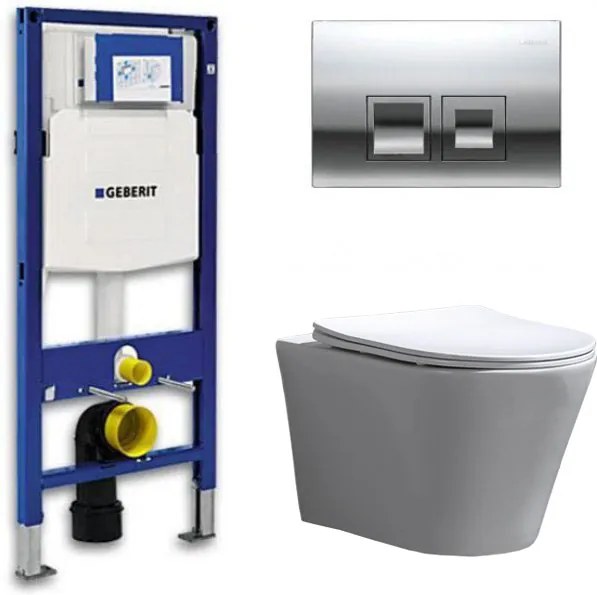 Geberit UP 100 Toiletset - Inbouw WC Hangtoilet Wandcloset- Flatline Saturna Delta 50 Glans Chroom