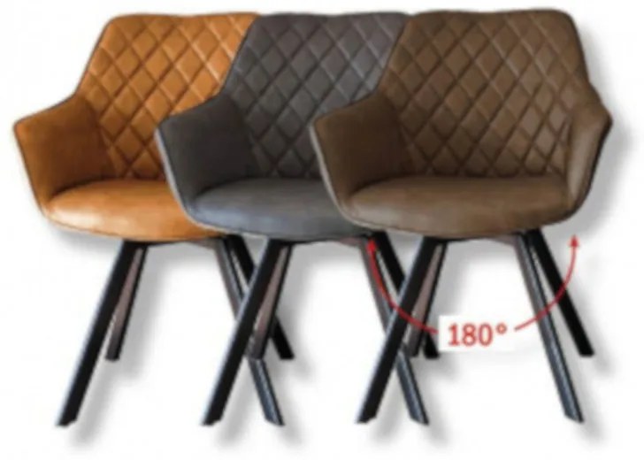 Eetkamerstoel - Ringo - Draaibaar - Lederlook cognac