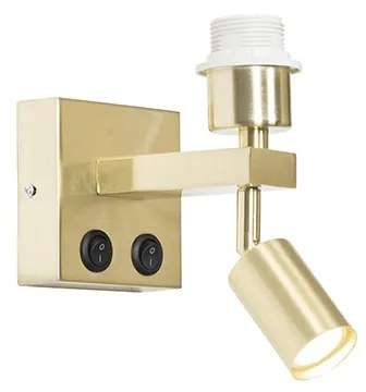 Moderne wandlamp messing met leeslamp - Brescia