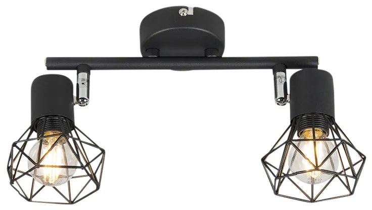 Art Deco Spot / Opbouwspot / Plafondspot zwart draai- en kantelbaar 2-lichts - Mosh Modern E14 Binnenverlichting Lamp