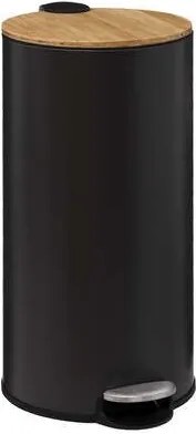 5Five Prullenbak/Pedaalemmer Bamboe– Zwart – Metaal – 30 Liter