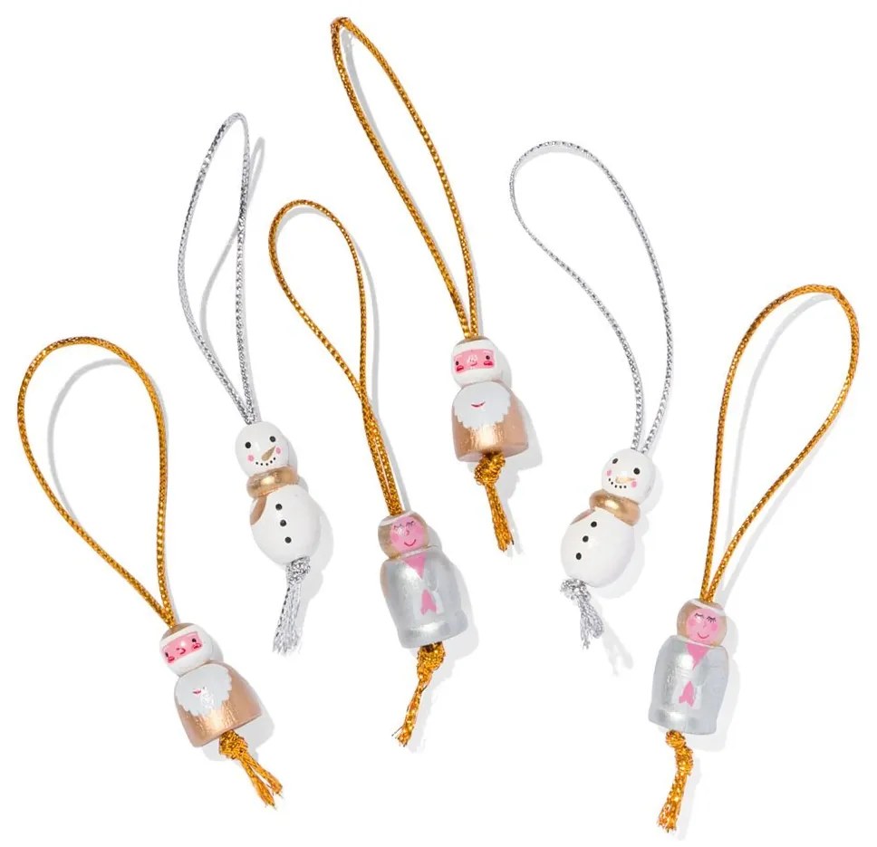 HEMA Kersthangers Gelukspoppetjes - 6 Stuks (multi1)