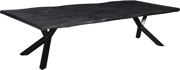 Boomstamtafel massief Mango zwart | 220 x 100 cm | Bladdikte 4 cm | Y-poten