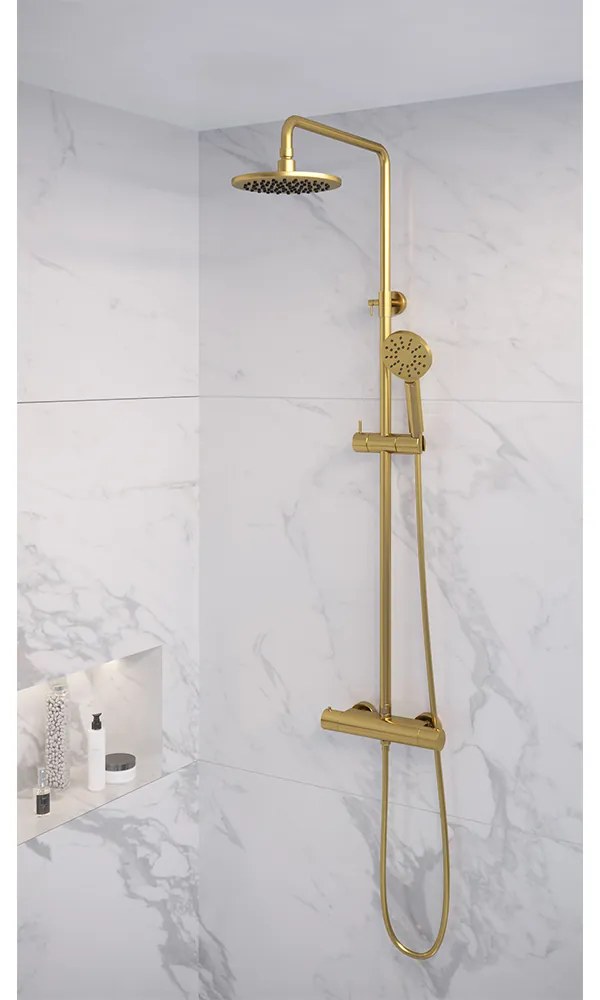 Brauer Gold Edition opbouw regendouche met 3 standen handdouche en hoofddouche 20cm geborsteld messing PVD