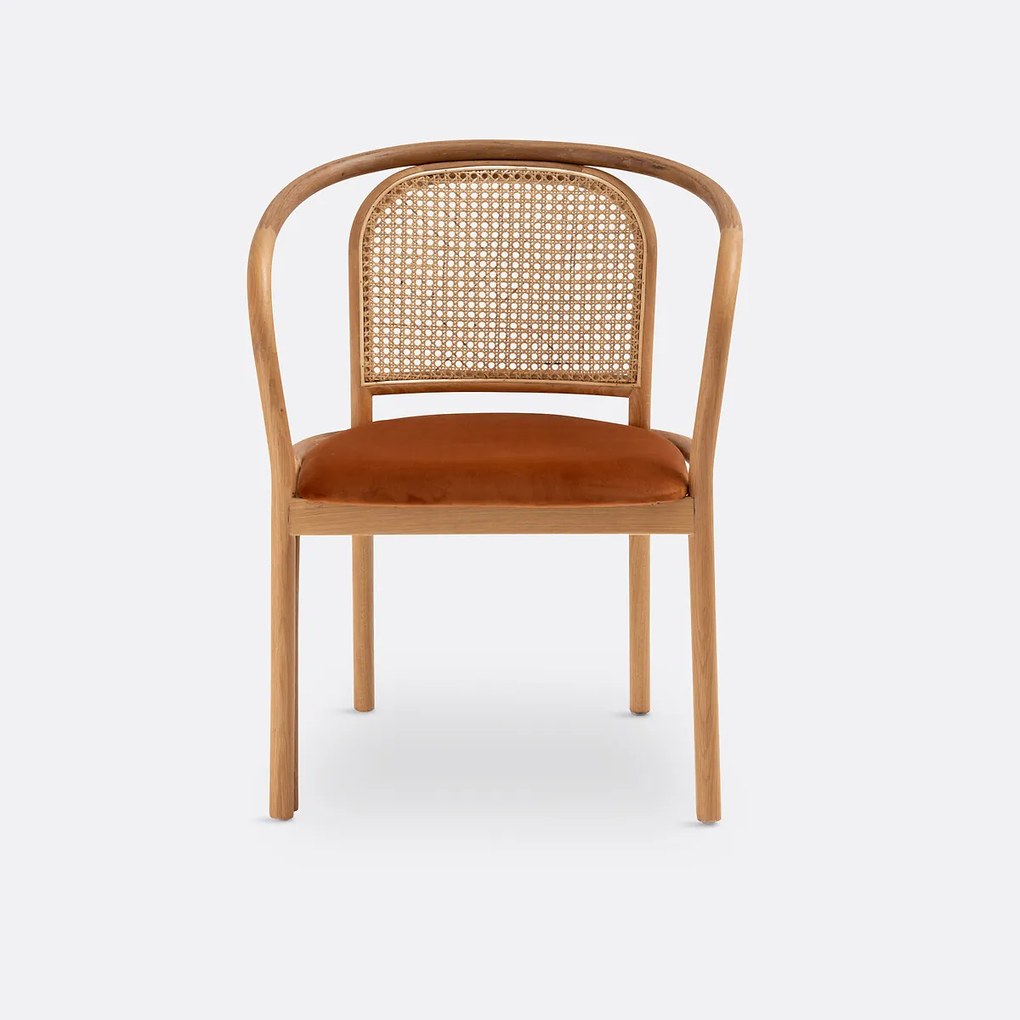 Tafelfauteuil in eik en vlechtwerk, Joana