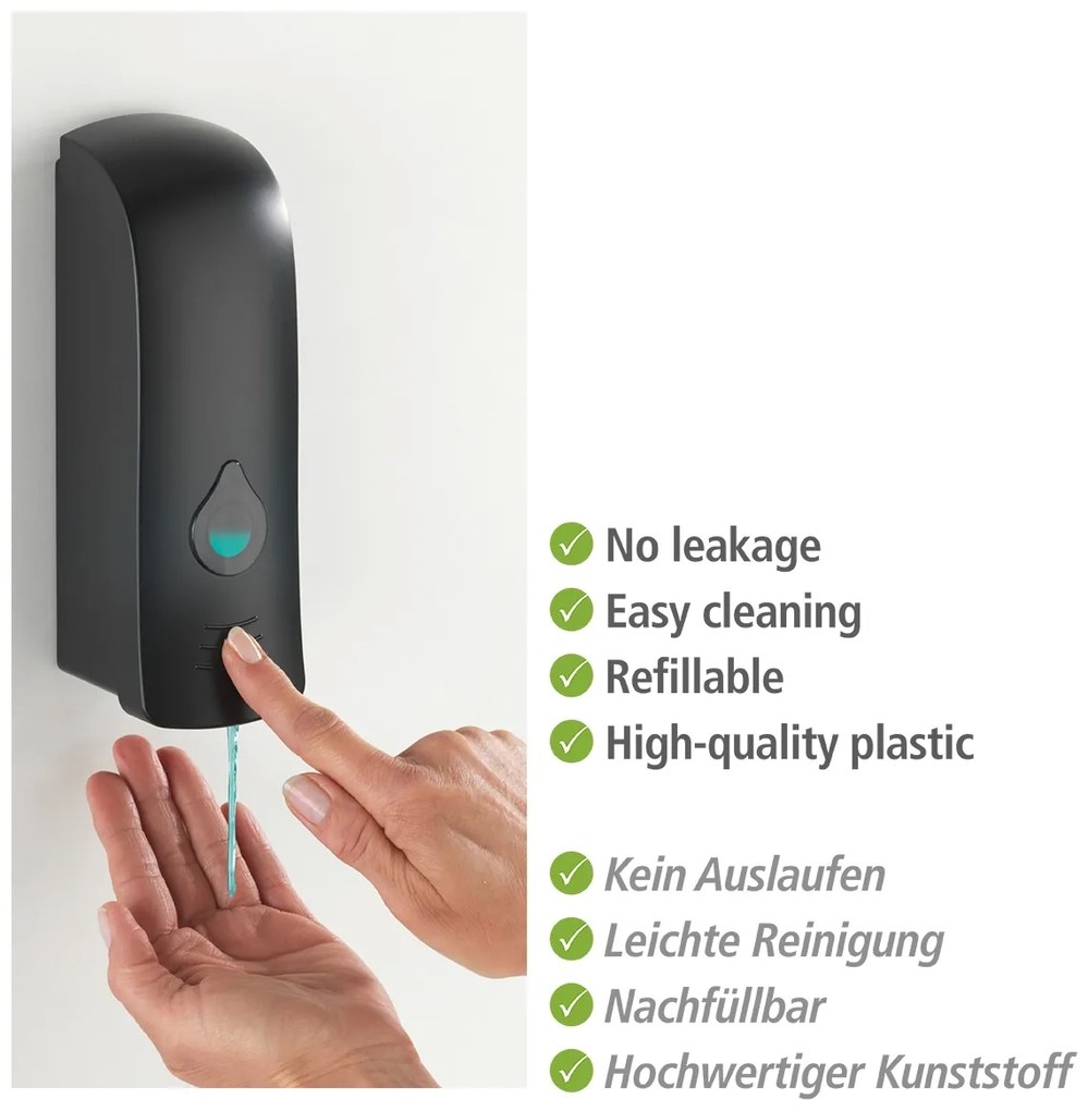 Wenko Ranera desinfectie & zeep wanddispenser 280 ml kunststof mat zwart