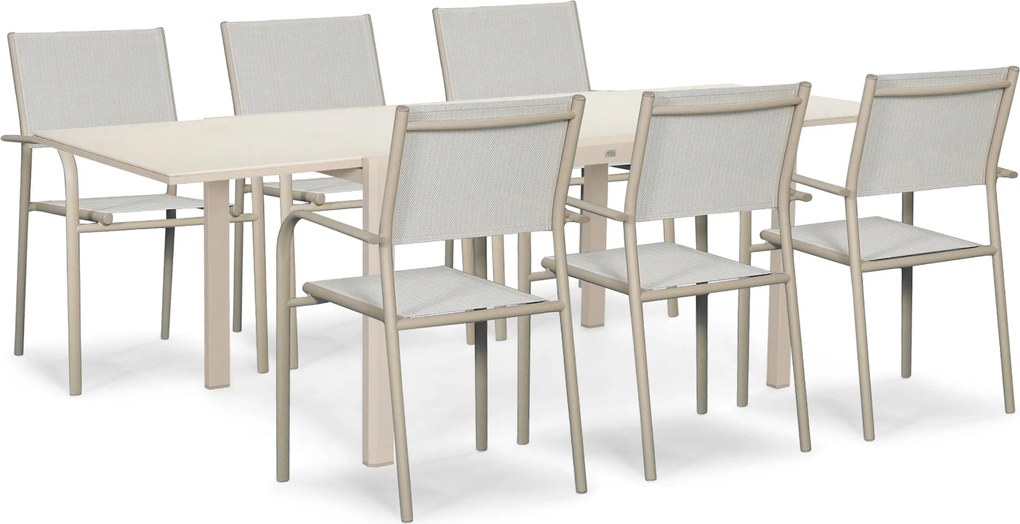 Tuinset 6 personen 140 cm Aluminium Taupe Presto Brentino/Montaro
