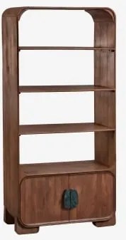 Kivalina 190 Cm Boekenplank Van Mangohout En Natuursteen Groen Marmer Uit Udaipur - Donker Mangohout - Sklum