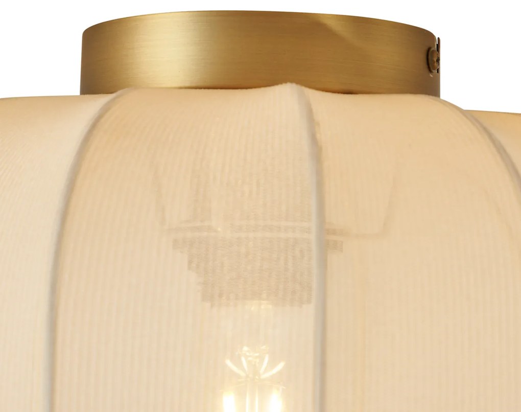 Stoffen Japandi plafondlamp goud met beige kap - PluniJapandi E27 Scandinavisch bol / globe / rond Binnenverlichting Lamp