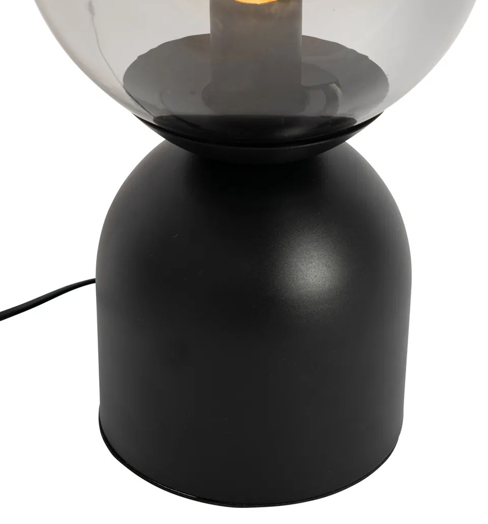 Hotel chique tafellamp zwart met smoke glas - Pallon TrendHotel chique E27 bol / globe / rond Binnenverlichting Lamp
