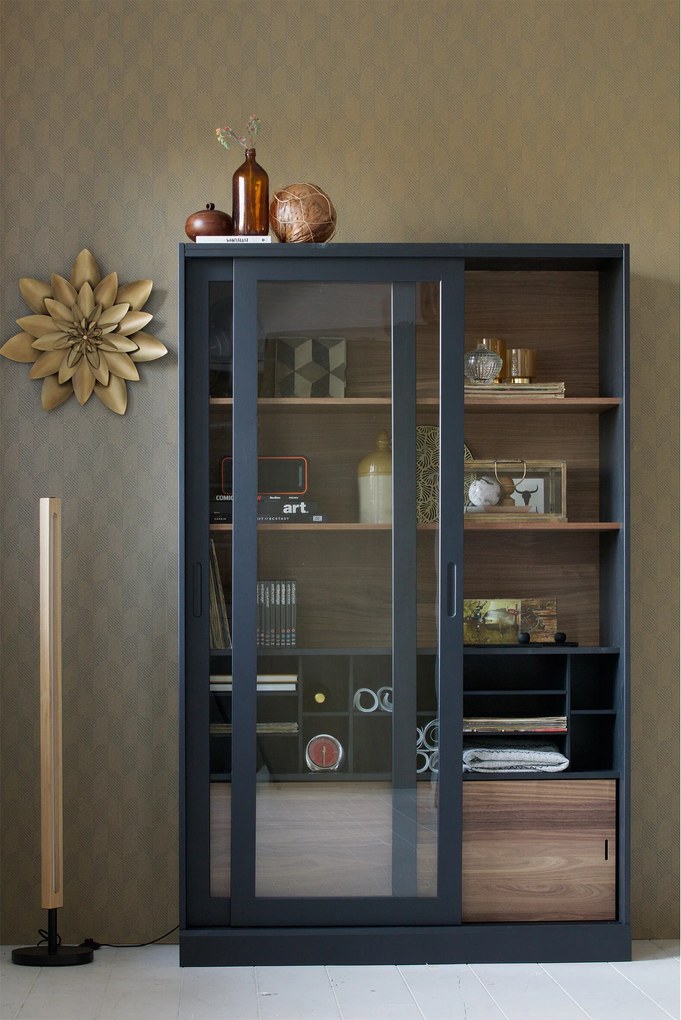 WOOOD Vitrinekast 'James', kleur Zwart