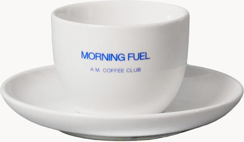 Keramische koffiekop Morning Fuel met schotel