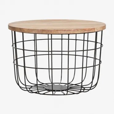 Ronde Salontafel Ø62 Cm Van Mangohout En Staal Ket Zwart - Sklum