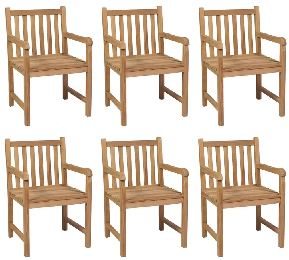 vidaXL Tuinstoelen 6 st met crèmewitte kussens massief teakhout