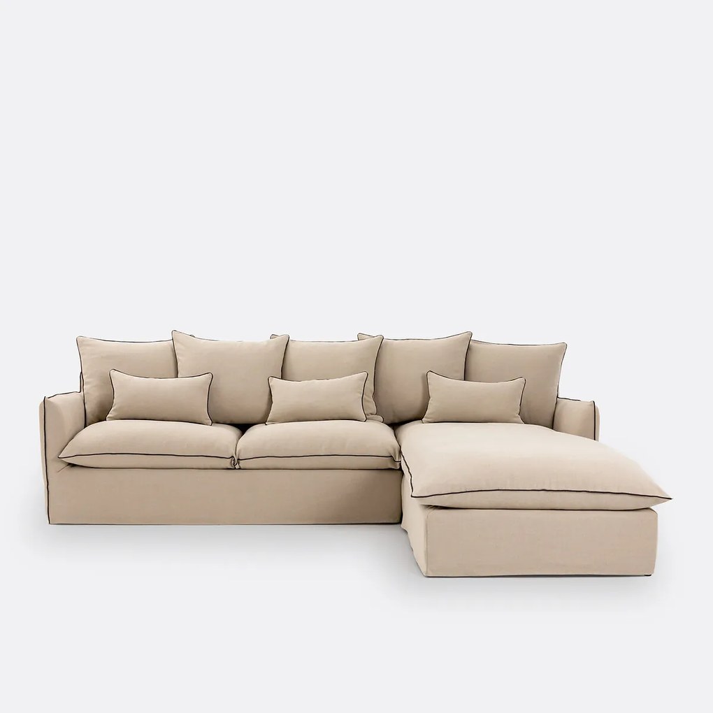 Bank, omvormbaar, slaapbank, afneembare hoes, 4-zits, dik linnen, Odna