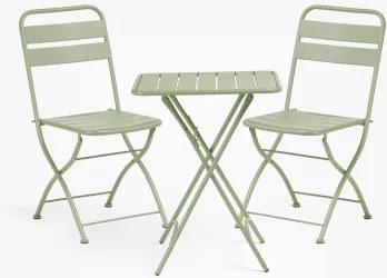 Set Van Vierkante Tuintafel 60x60 Cm En 2 Inklapbare Stoelen Van Staal Janti Ijsberg - Sklum