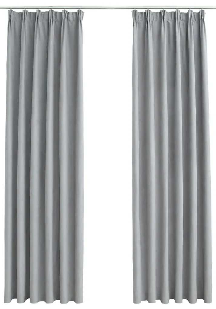 vidaXL Gordijnen verduisterend met haken 2 st 140x225 cm grijs