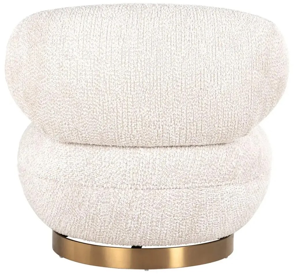 Richmond Interiors Jace Ronde Fauteuil Creme Met Goud Draaibaar